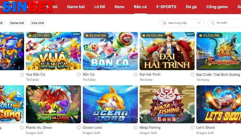 Khám phá sảnh chơi bắn cá Sinbet cực đỉnh