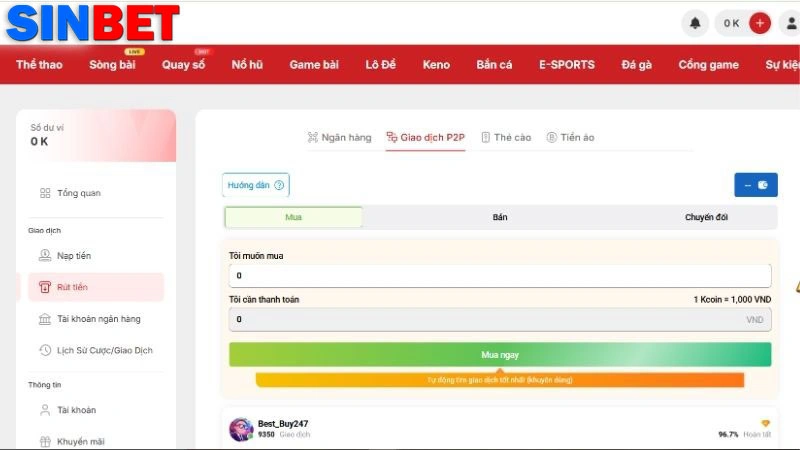 Câu hỏi thường gặp về vấn đề rút tiền Sinbet