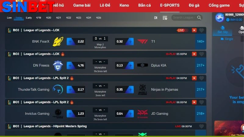 Khám phá chuyên mục thể thao điện tử E-Sports Sinbet