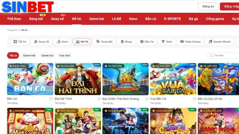 Tổng quan thông tin về sảnh nổ hũ Sinbet