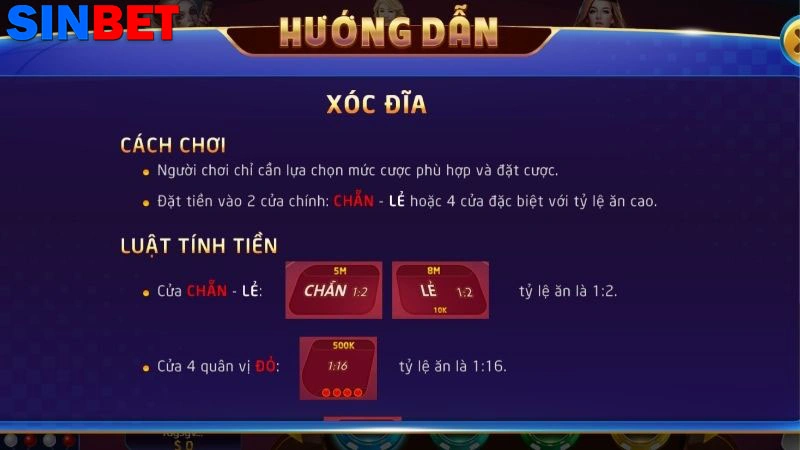 Luật chơi Xóc đĩa cơ bản tại Sinbet
